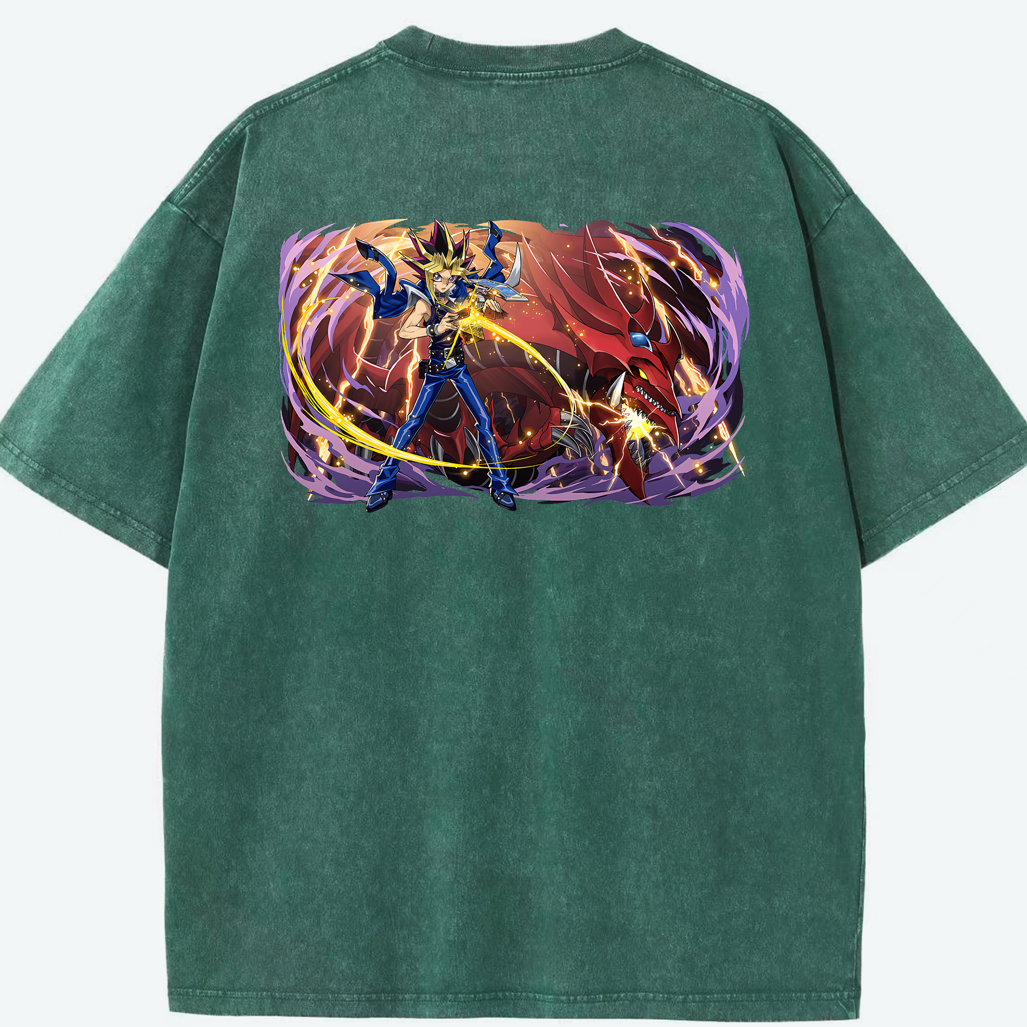（画像用） 遊☆戯☆王 Yu-Gi-Oh! 綿100% ヴィンテージ風 半袖Tシャツ（背面プリント）